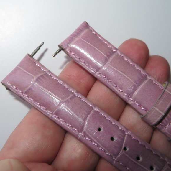 18mm Croc Embossed Mauve Pink Leather Watch Strap Replacement Band - Picture 11 of 12